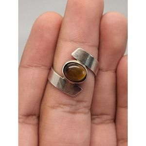 950 Silver Tiger Eye Size 7